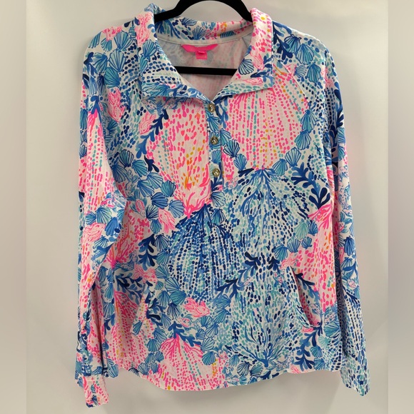 Lilly Pulitzer captain pullover floral long sleeve resort sweatshirt size xl - Picture 1 of 16